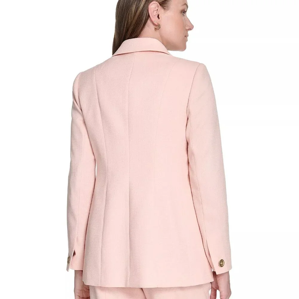 Tommy Hilfiger Blush Pink Elbow Patch Blazer Size 12 Preppy Career Stretch Jacke